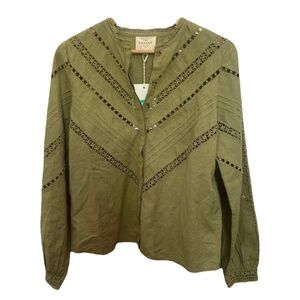 Sezane athenais blouse olive new size 34 eu